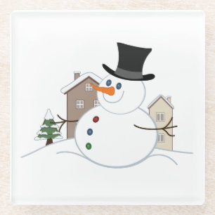 Posavasos De Vidrio Navidades felices Ilustracion Snowman