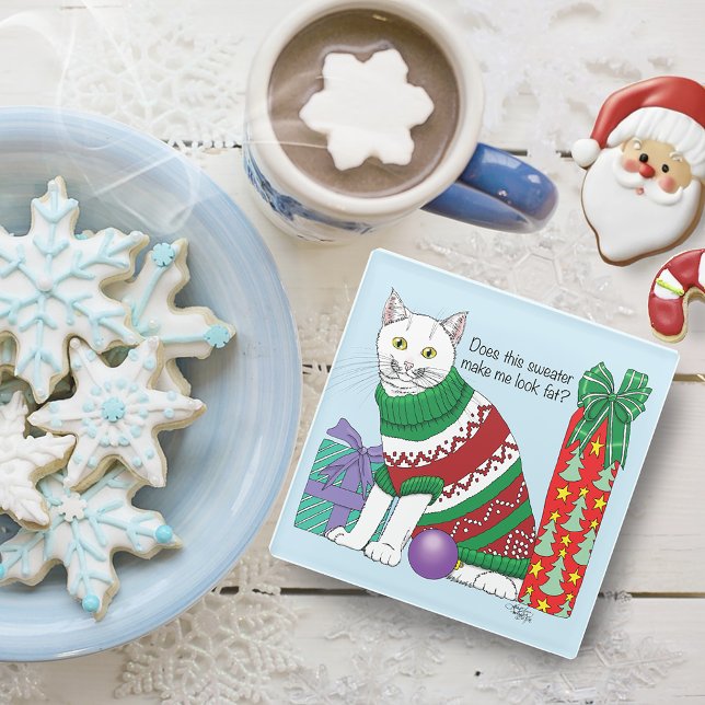 Posavasos De Vidrio Navidades feos sudan un gato gracioso (Subido por el creador)