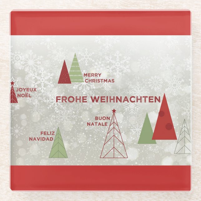 Posavasos De Vidrio Navidades Festividades Modernas Saludos a los Red  (Anverso)