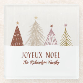 Posavasos De Vidrio Navidades festivos Joyeux Noel Decoración familiar