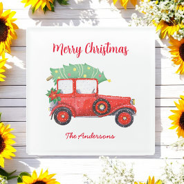 Posavasos De Vidrio Navidades Fiesta de Navidad blanca y roja