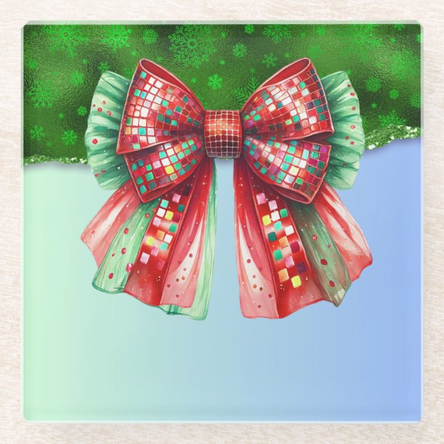 Posavasos De Vidrio Navidades Fiesta Drip Bling Festividad Feliz Navid (Anverso)