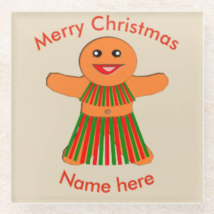 Posavasos De Vidrio Navidades Fiesta Gingerbread Mujer