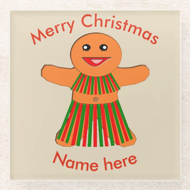 Posavasos De Vidrio Navidades Fiesta Gingerbread Mujer (Anverso)