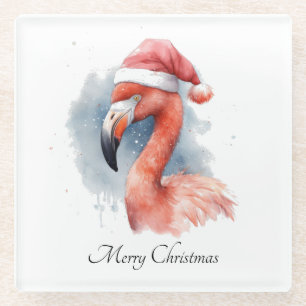 Posavasos De Vidrio Navidades Flamingo, personalizable