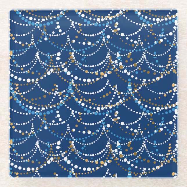 Posavasos De Vidrio Navidades garland: patrón ininterrumpido festivo (Anverso)