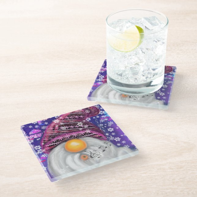Posavasos De Vidrio Navidades Gnome Glass Coasters (Angular)