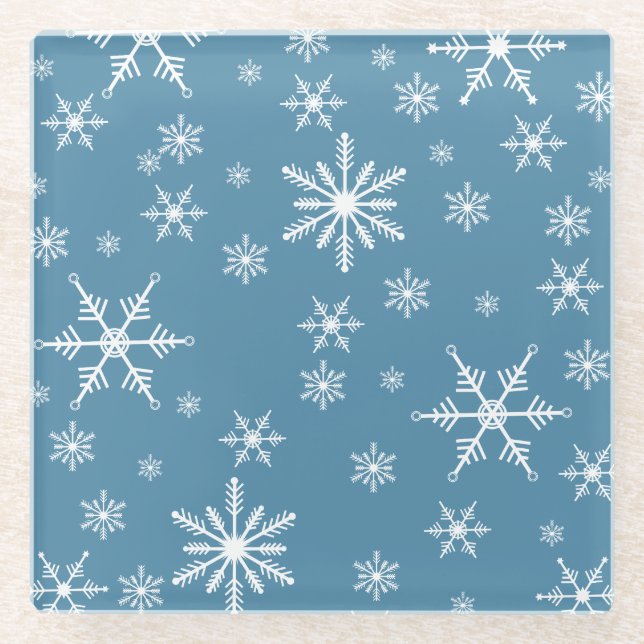 Posavasos De Vidrio Navidades Hacen Snowflake Con El Azul (Anverso)
