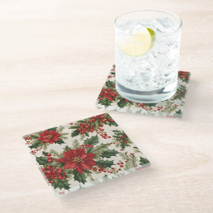 Posavasos De Vidrio Navidades Holly y Berries Coaster