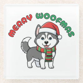 Posavasos De Vidrio Navidades Husky Coaster: Merry Woofmas