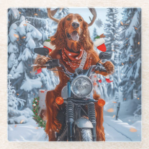 Posavasos De Vidrio Navidades irlandeses de motocicletas Red Setter Do
