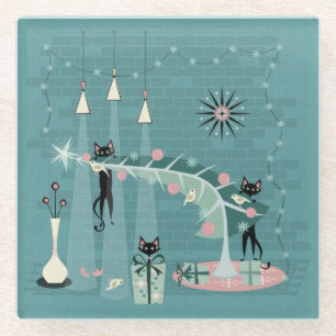 Posavasos De Vidrio Navidades Kitty Retro Naughty ©studioxtine