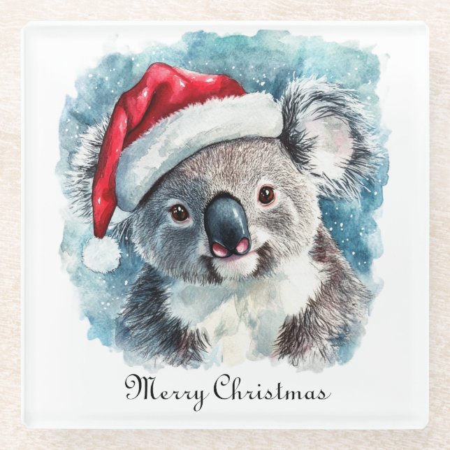 Posavasos De Vidrio Navidades Koala, personalizable (Anverso)