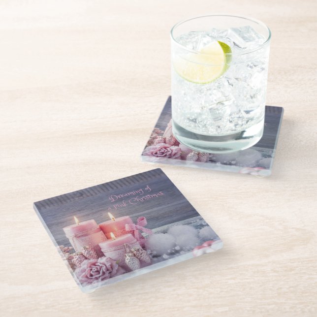 Posavasos De Vidrio Navidades Monstruo, Navidades rosados (Angular)