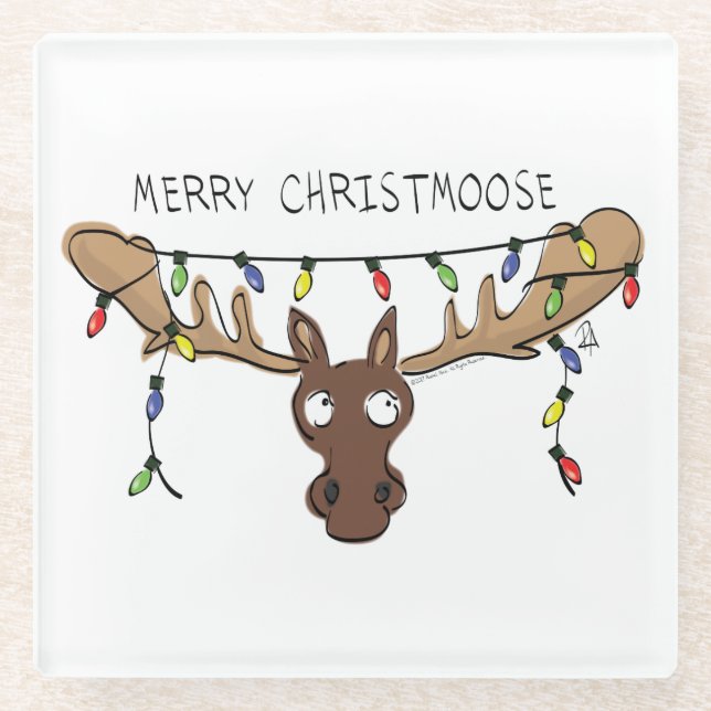 Posavasos De Vidrio Navidades Moose Cute Funny Christmoose (Anverso)