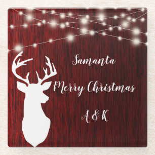 Posavasos De Vidrio Navidades Navidades garland, cabeza de ciervo, per