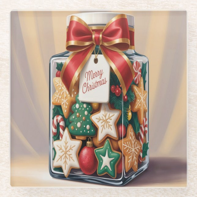 Posavasos De Vidrio Navidades nostálgicos Cocina Jar Vidrio (Anverso)