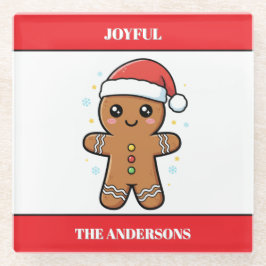 Posavasos De Vidrio Navidades Personalizados de Cute Gingerbread Man