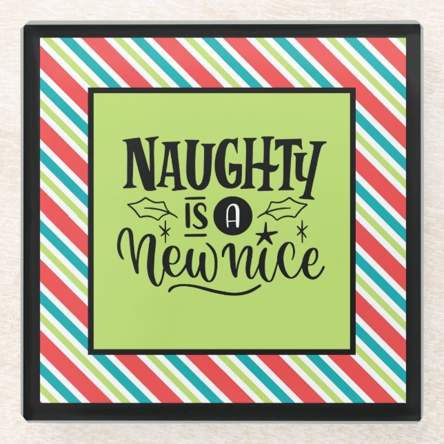 Posavasos De Vidrio Navidades personalizados retro "La traviesa es un  (Anverso)