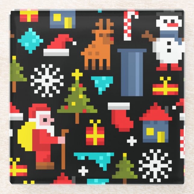Posavasos De Vidrio Navidades Pixel (Anverso)