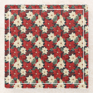 Posavasos De Vidrio Navidades Poinsettia