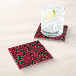 Posavasos De Vidrio Navidades Red Floral Coaster