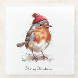 Posavasos De Vidrio Navidades Red Robin, personalizable