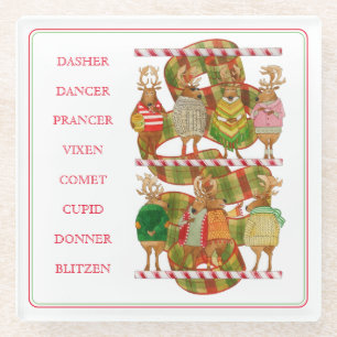 Posavasos De Vidrio NAVIDADES REINDEER Glass Coaster