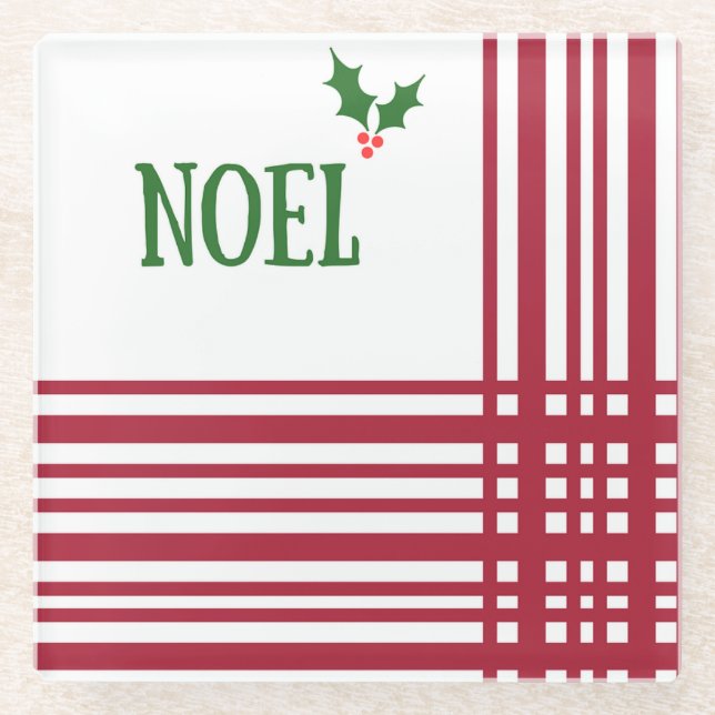 Posavasos De Vidrio Navidades Retro Noel Striped Bebidas (Anverso)