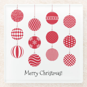 Posavasos De Vidrio Navidades rojos esparcen caldera de vidrio