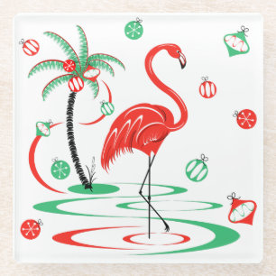 Posavasos De Vidrio Navidades rojos Flamingo Baubles vidrio de montaña