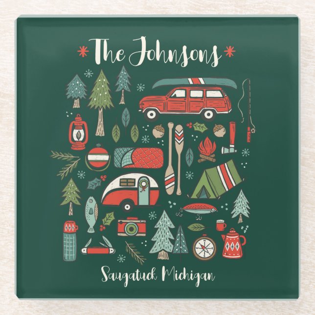 Posavasos De Vidrio Navidades rusos personalizados acampando en la cas (Anverso)