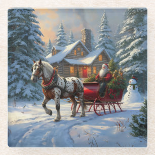 Posavasos De Vidrio Navidades Sleigh Santa