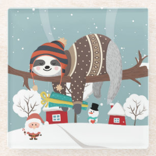Posavasos De Vidrio Navidades Sloth