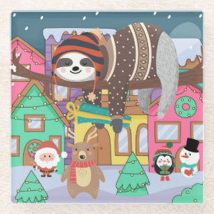 Posavasos De Vidrio Navidades Sloth
