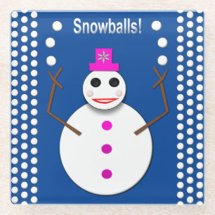 Posavasos De Vidrio Navidades Snowlady Juggys Nieves Graciosa