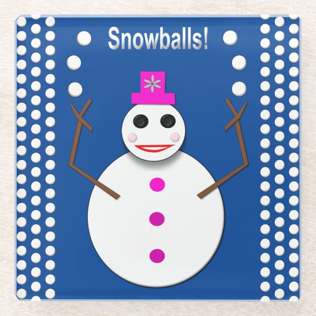 Posavasos De Vidrio Navidades Snowlady Juggys Nieves Graciosa (Anverso)