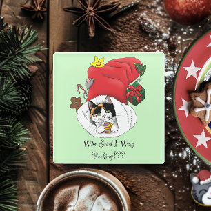 Posavasos De Vidrio Navidades Stocking Cute Calico Kitten