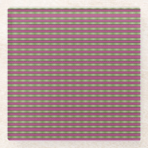 POSAVASOS DE VIDRIO NAVIDADES TIRA DE RIBÓN ROSA Y VERDE