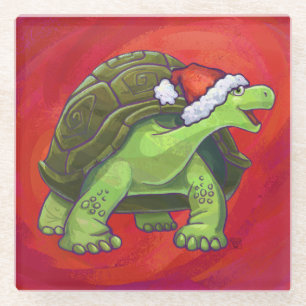 Posavasos De Vidrio Navidades Tortoise En Rojo