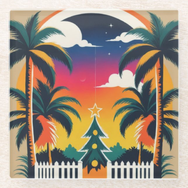 Posavasos De Vidrio Navidades tropicales (Anverso)