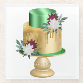 Posavasos De Vidrio Navidades VERDE Y ORO DE VACACIONES