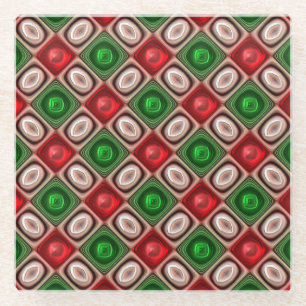Posavasos De Vidrio Navidades verdes y rojos ciegos Castillos
