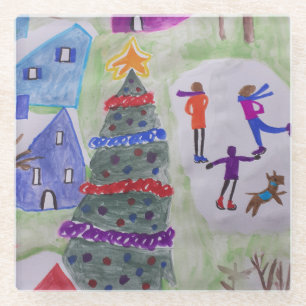 Posavasos De Vidrio Navidades Village Glass Coaster