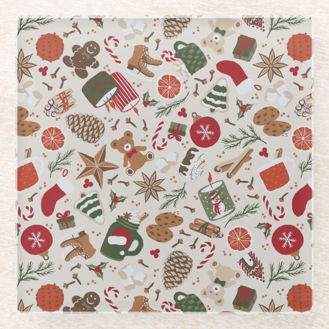 Posavasos De Vidrio Navidades y especias acogedores (Anverso)