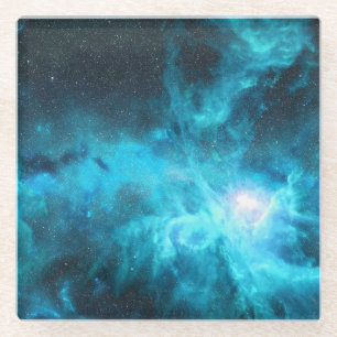 Posavasos De Vidrio Nebulosa de origen, luz azul, astronomía.