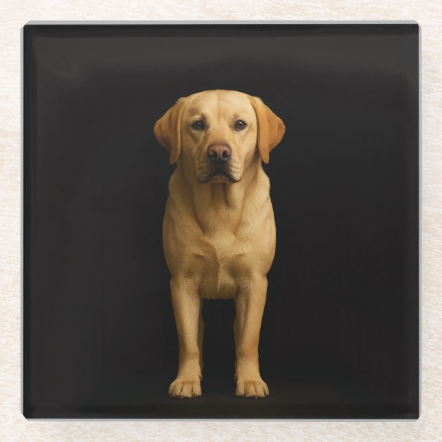 Posavasos de vidrio negro 4 Luxe con Labrador mini (Anverso)