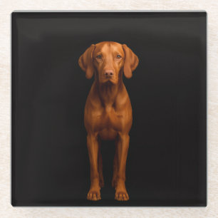 Posavasos de vidrio negro 4 Luxe con perro ágil Vi