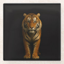 Posavasos de vidrio negro 4 Luxe, Noble Tiger