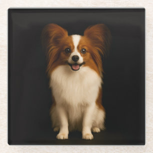 Posavasos de vidrio negro 4 Luxe, Papillon refinad